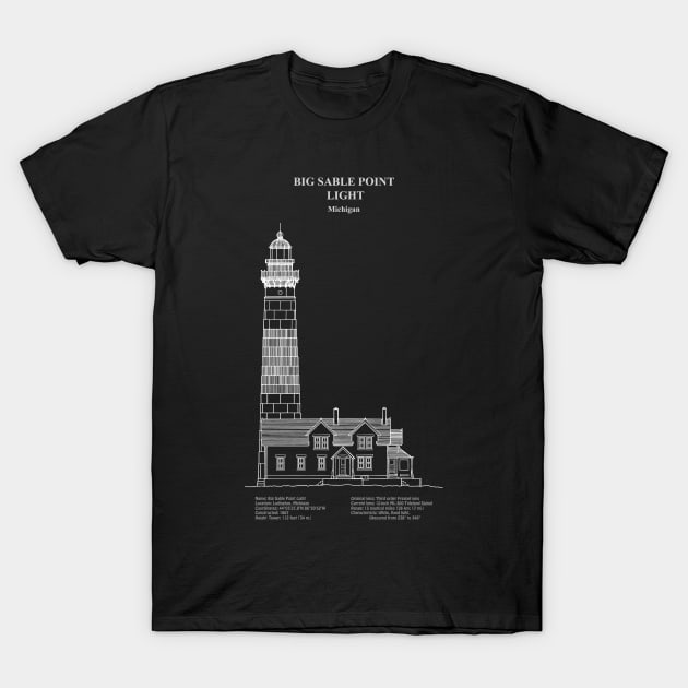 Big Sable Point Light Lighthouse - Michigan - ADpng T-Shirt by SPJE Illustration Photography